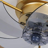 Modern 5 Blades Circular Crystal Ceiling Fan with Light Image - 14