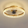 Modern 5 Blades Circular Crystal Ceiling Fan with Light Image - 2