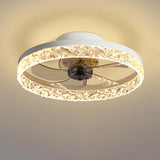 Modern 5 Blades Circular Crystal Ceiling Fan with Light Image - 3