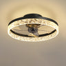 Modern 5 Blades Circular Crystal Ceiling Fan with Light Image - 5