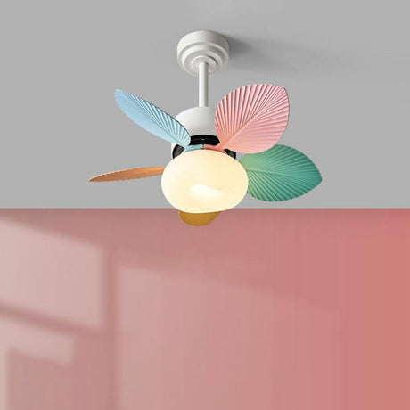 Modern 5 Blades Colorful Leaf-Shaped Ceiling Fan Light Image - 2