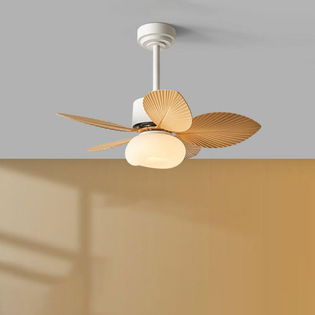 Modern 5 Blades Colorful Leaf-Shaped Ceiling Fan Light Image - 3