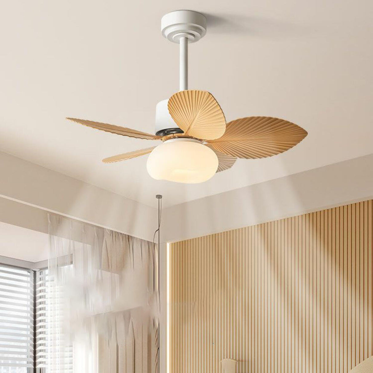 Modern 5 Blades Colorful Leaf-Shaped Ceiling Fan Light Image - 4