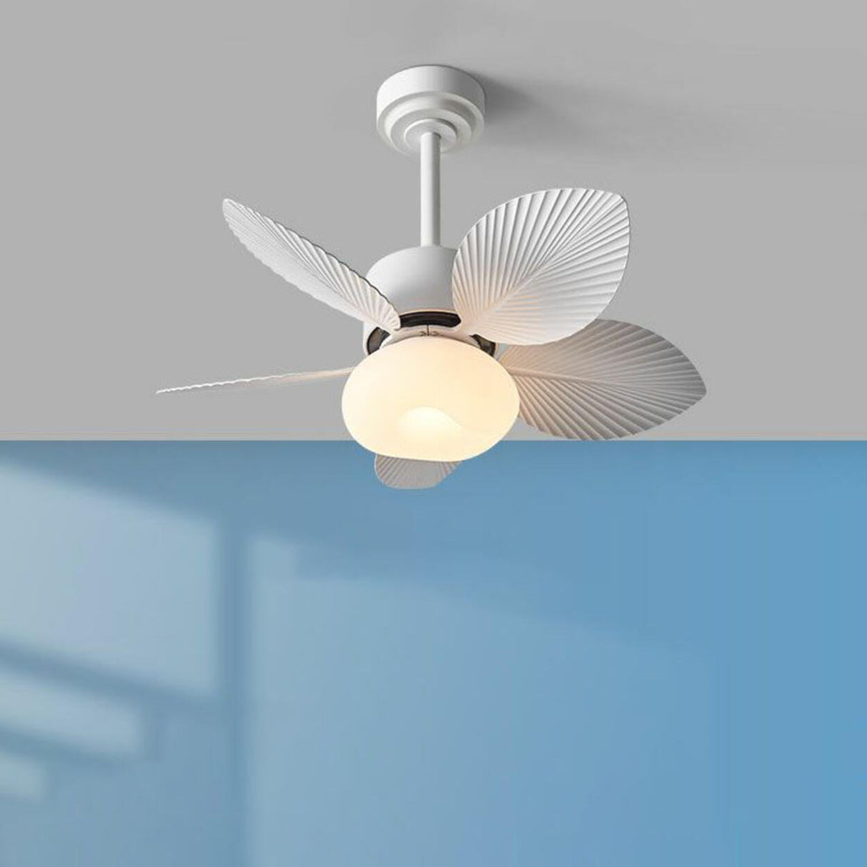 Modern 5 Blades Colorful Leaf-Shaped Ceiling Fan Light Image - 5