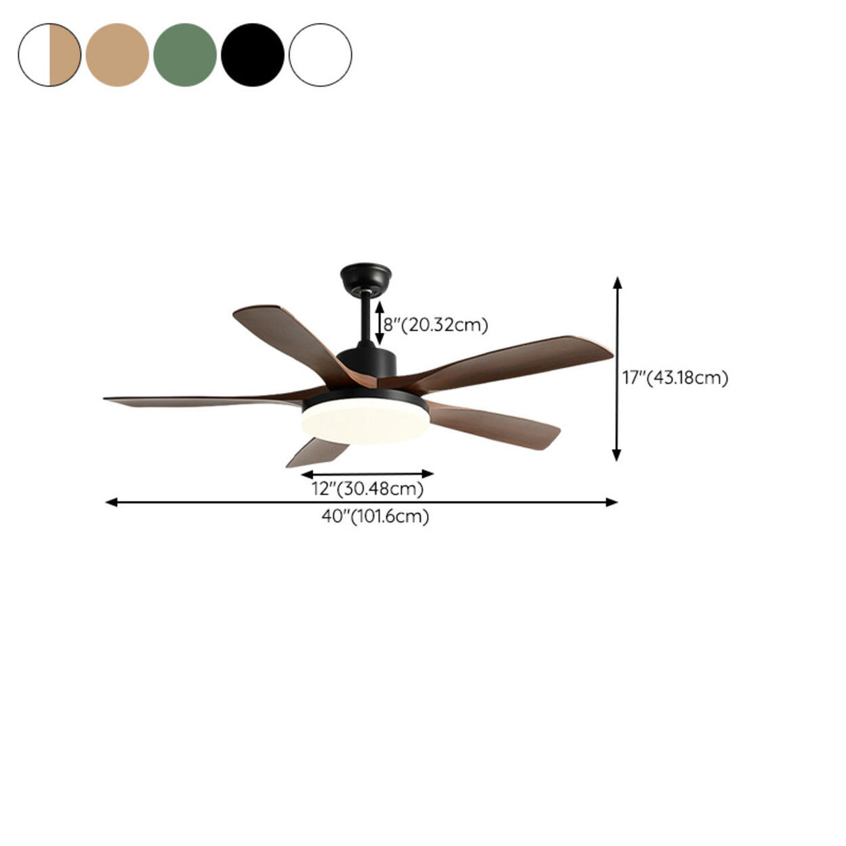 Modern 5 Blades Remote Control Ceiling Fan with Light 