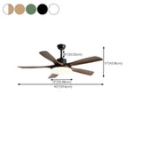 Modern 5 Blades Remote Control Ceiling Fan with Light #size