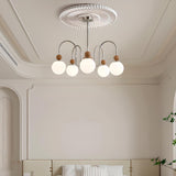 Modern 5-Light Chrome Opal Glass Globes Chandelier Image - 1