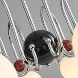 Modern 5-Light Chrome Opal Glass Globes Chandelier Image - 10