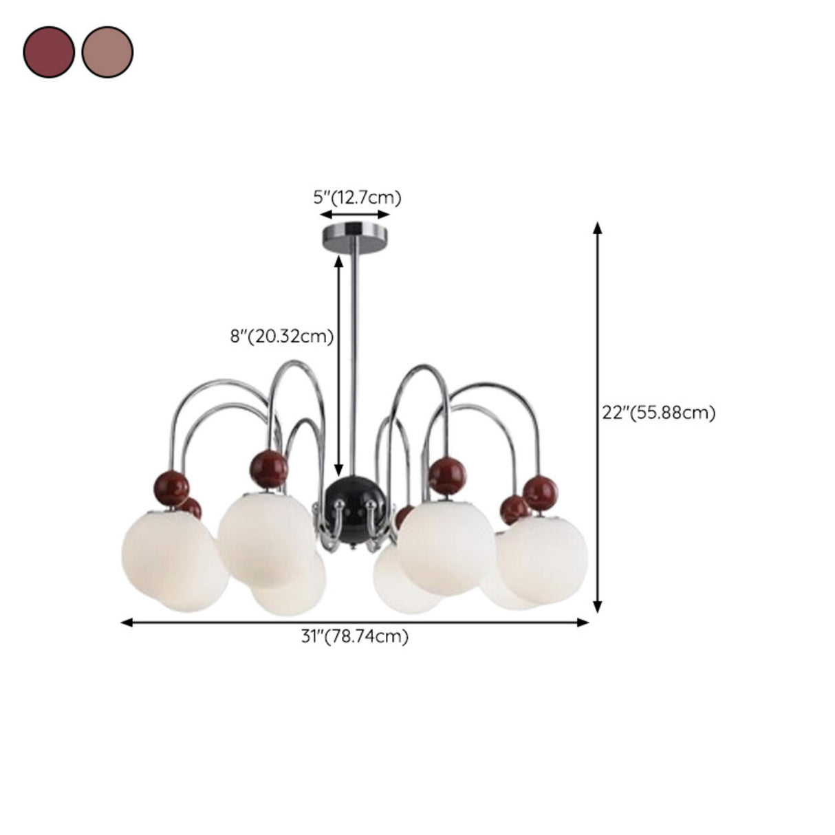 Modern 5-Light Chrome Opal Glass Globes Chandelier Image - 15