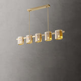 Modern 5-Light Square Glass Island Ceiling Light Image - 10