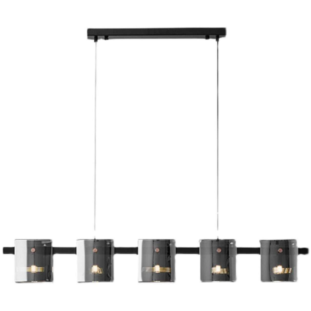 Modern 5-Light Square Glass Island Ceiling Light Image - 5