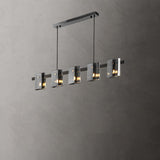 Modern 5-Light Square Glass Island Ceiling Light Image - 7