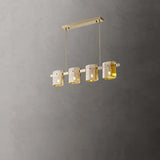 Modern 5-Light Square Glass Island Ceiling Light Image - 9