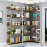 Modern 5-Tier L-shaped Wooden Corner Display Bookcase Image - 11