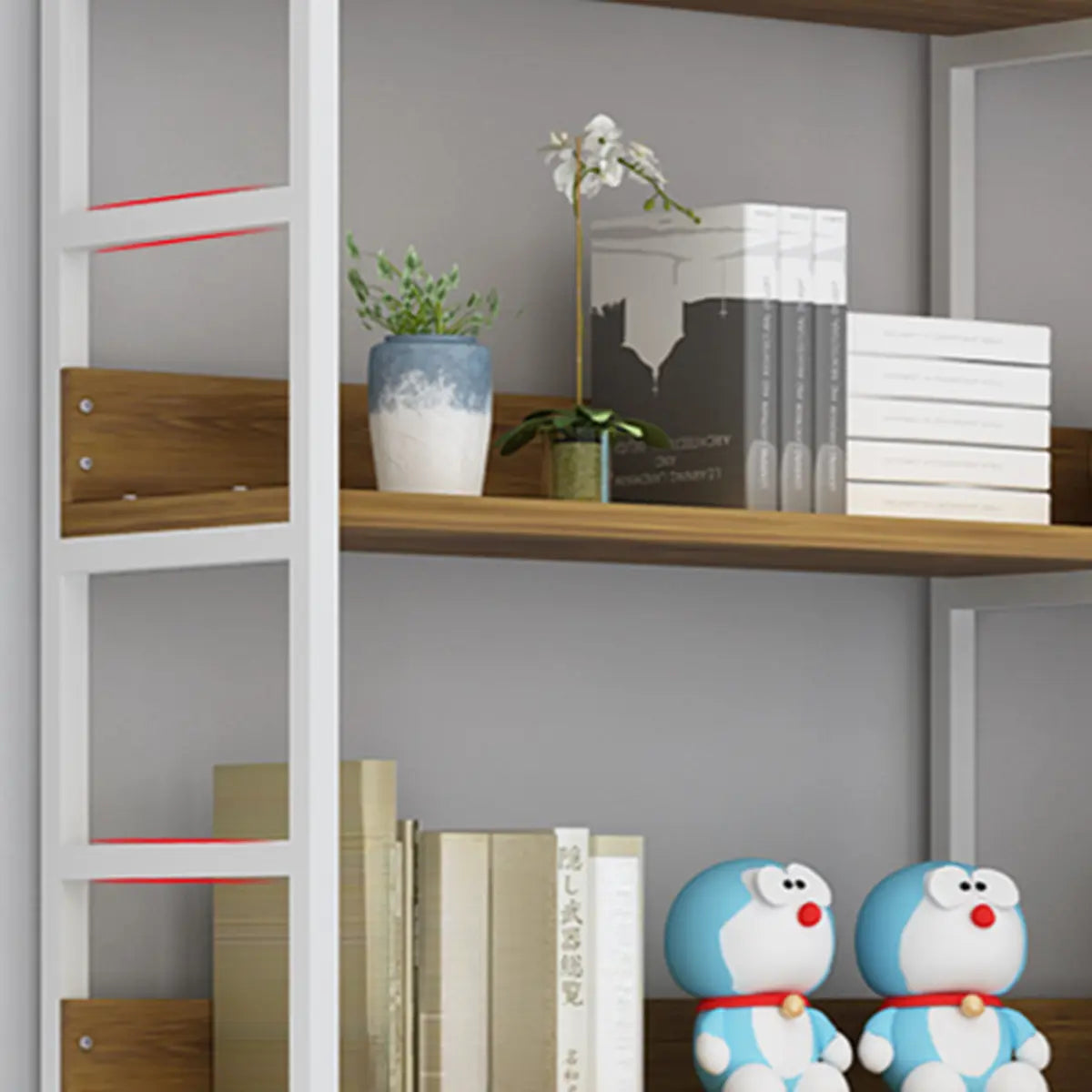 Modern 5-Tier L-shaped Wooden Corner Display Bookcase Image - 14