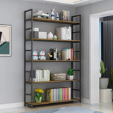 Modern 5-Tier L-shaped Wooden Corner Display Bookcase Image - 17