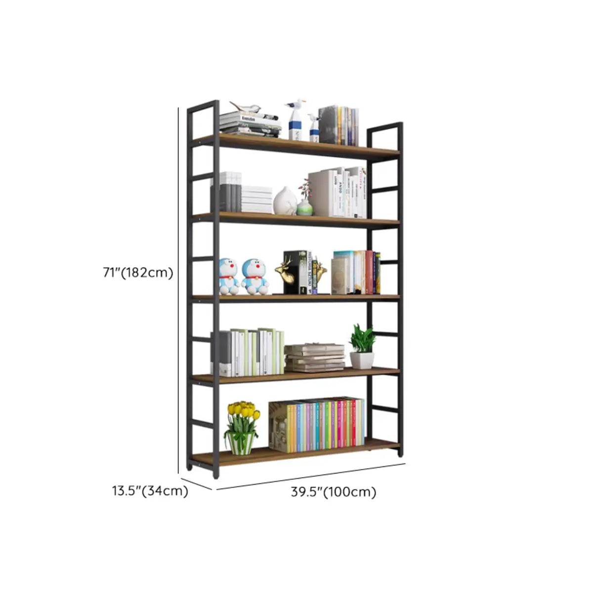 Modern 5-Tier L-shaped Wooden Corner Display Bookcase Image - 22