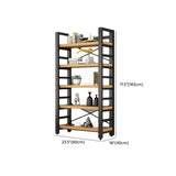 Modern 5-Tier Open Rectangle Metal Frame Wood Bookshelf Image - 16