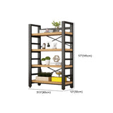 Modern 5-Tier Open Rectangle Metal Frame Wood Bookshelf Image - 18