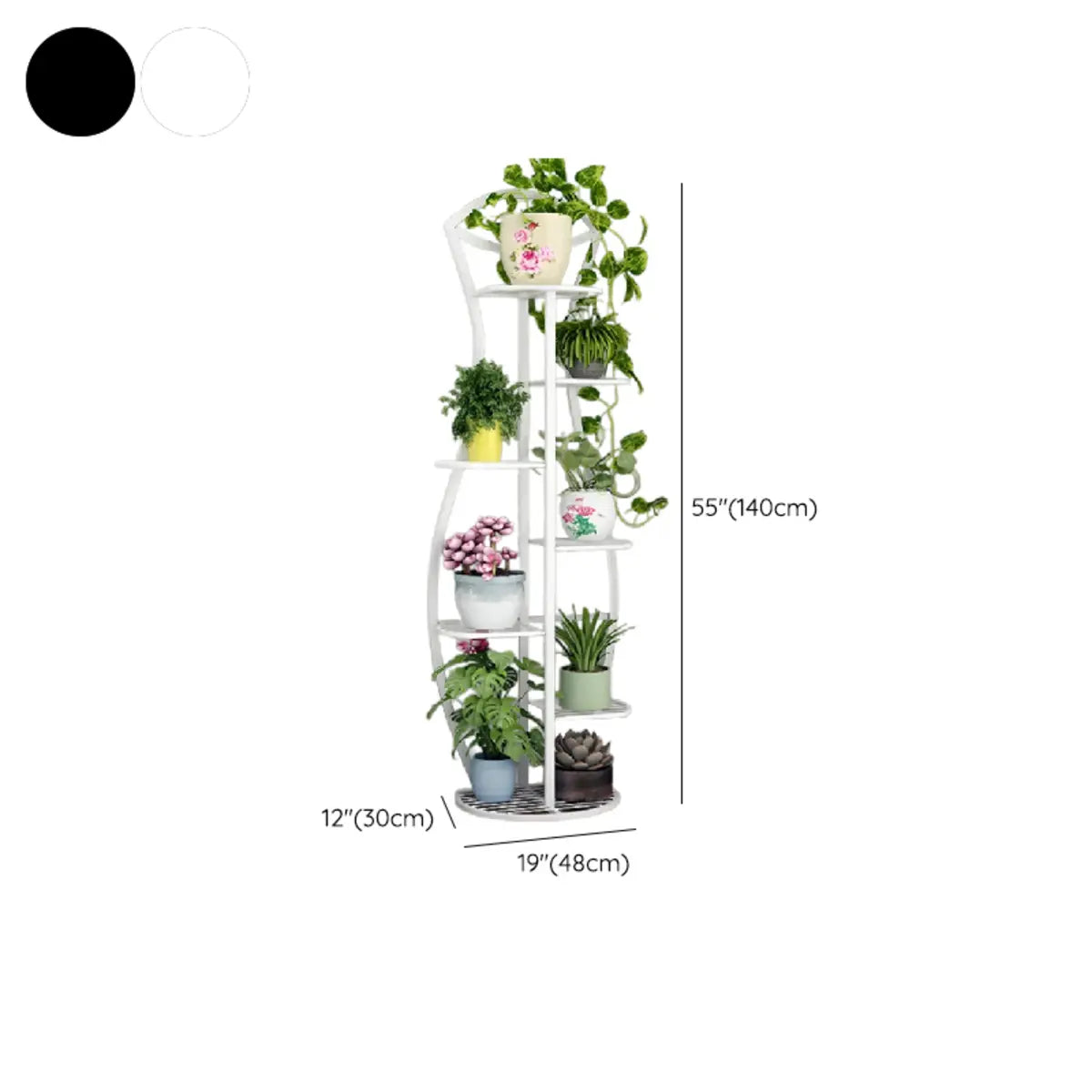 Modern 5 Tiers Metal Curved Indoor Plant Stand White Image - 17