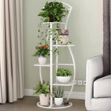 Modern 5 Tiers Metal Curved Indoor Plant Stand White Image - 3