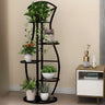 Modern 5 Tiers Metal Curved Indoor Plant Stand White Image - 5