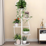 Modern 5 Tiers Metal Curved Indoor Plant Stand White Image - 8