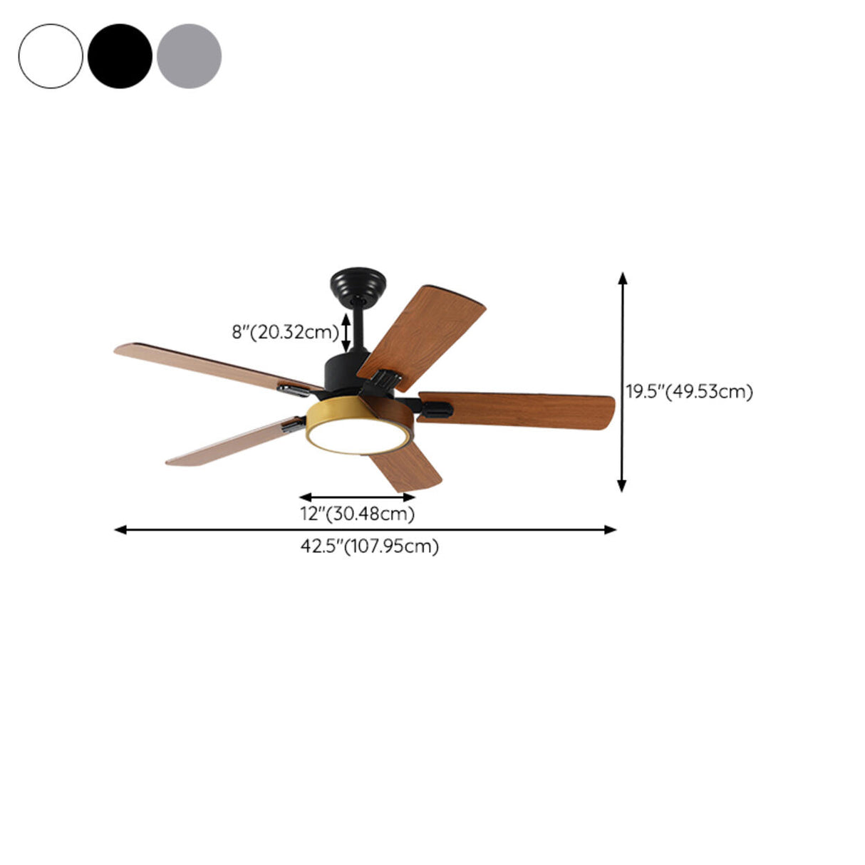 Modern 5 Wood Blade Simple Standard Ceiling Fan Light 