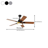 Modern 5 Wood Blade Simple Standard Ceiling Fan Light #size