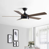 Modern 5 Wood Blades Standard LED Ceiling Fan Light Image - 1