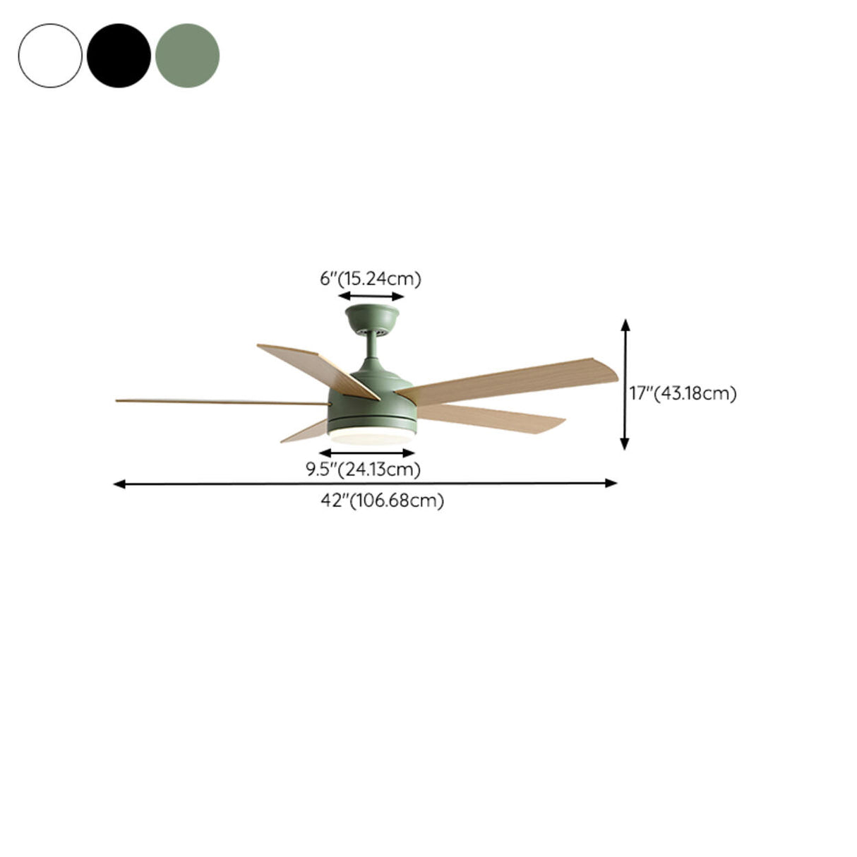 Modern 5 Wood Blades Standard LED Ceiling Fan Light 