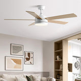 Modern 5 Wood Blades Standard LED Ceiling Fan Light Image - 4