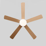 Modern 5 Wood Blades Standard LED Ceiling Fan Light Image - 8