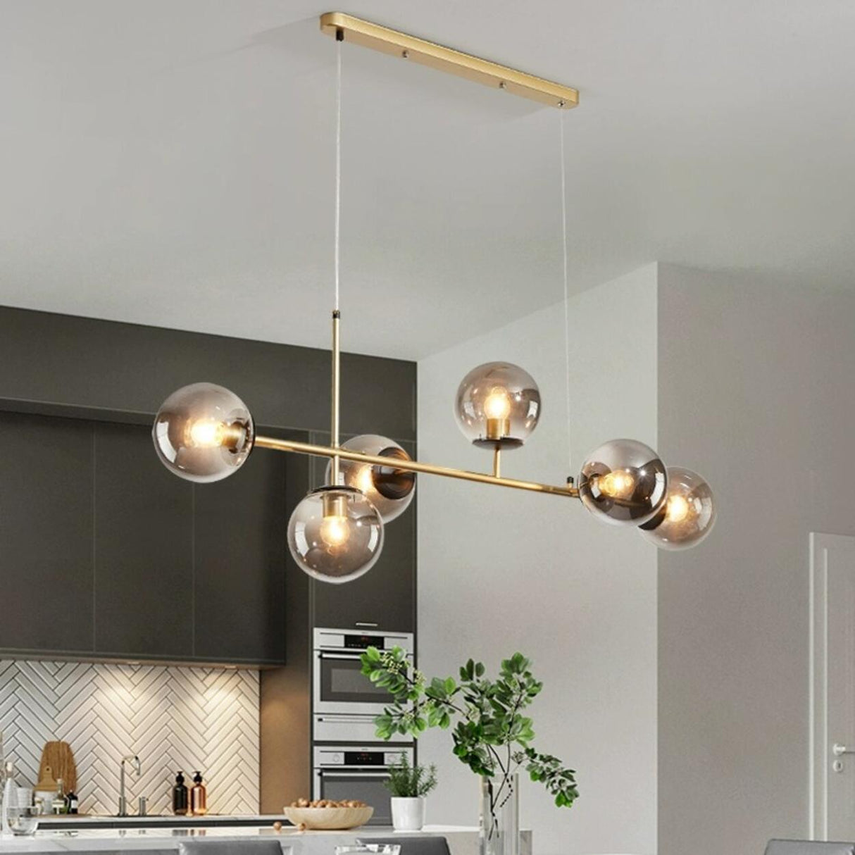 Modern 6-Globe Adjustable Cluster Island Light Fixture Image - 2