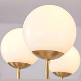 Modern 6-Light Brass Globe Opal Glass Chandelier Image - 10