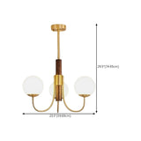 Modern 6-Light Brass Globe Opal Glass Chandelier #size