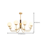 Modern 6-Light Brass Globe Opal Glass Chandelier Image - 14