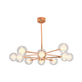 Modern 6-Light Glass Globes Stacked Rose Gold Chandelier Image - 10