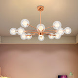 Modern 6-Light Glass Globes Stacked Rose Gold Chandelier Image - 11