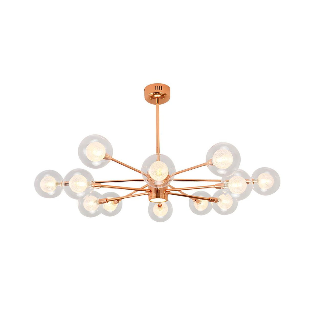 Modern 6-Light Glass Globes Stacked Rose Gold Chandelier Image - 13