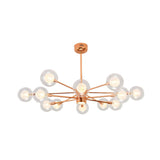 Modern 6-Light Glass Globes Stacked Rose Gold Chandelier Image - 13