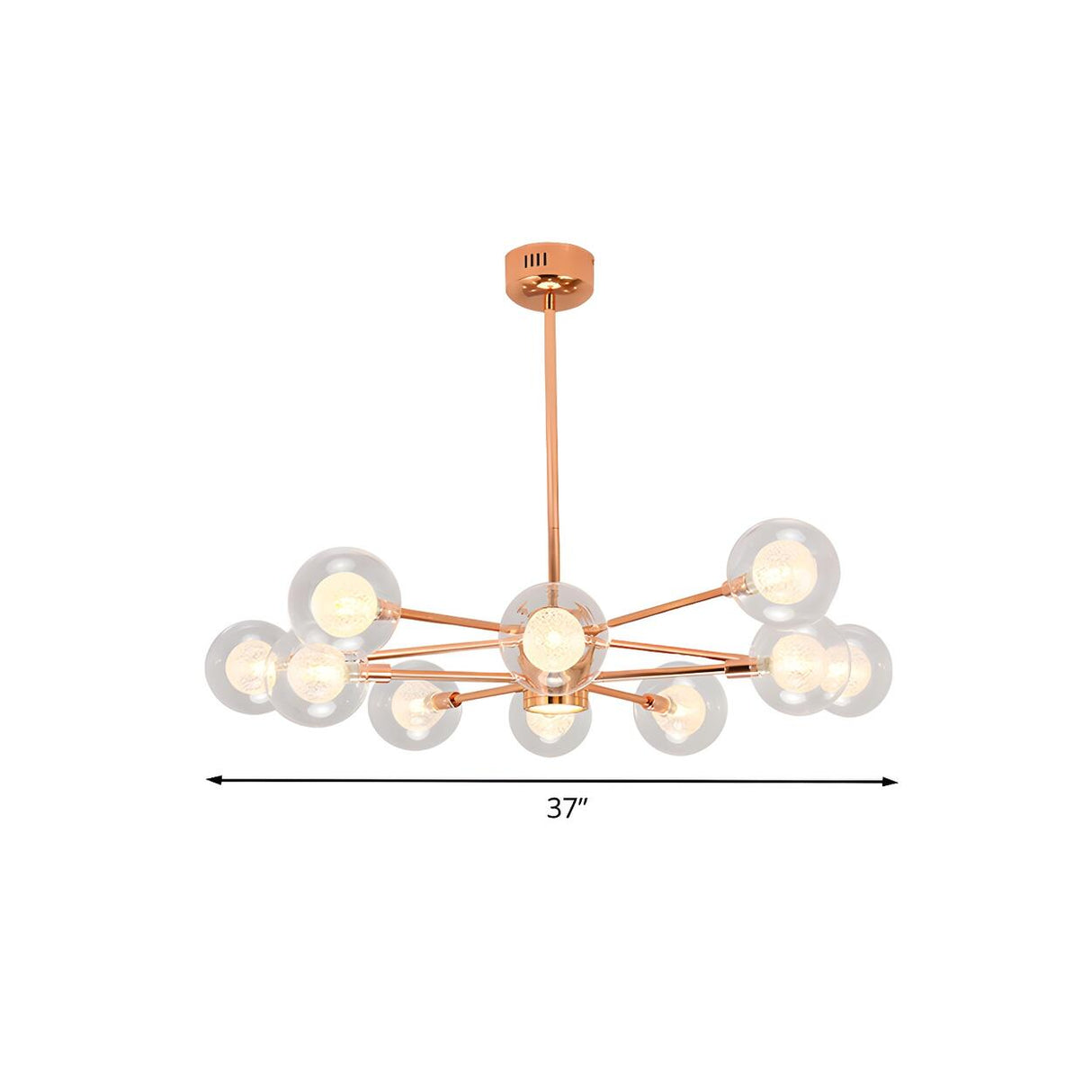 Modern 6-Light Glass Globes Stacked Rose Gold Chandelier 