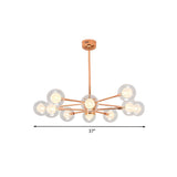 Modern 6-Light Glass Globes Stacked Rose Gold Chandelier #size