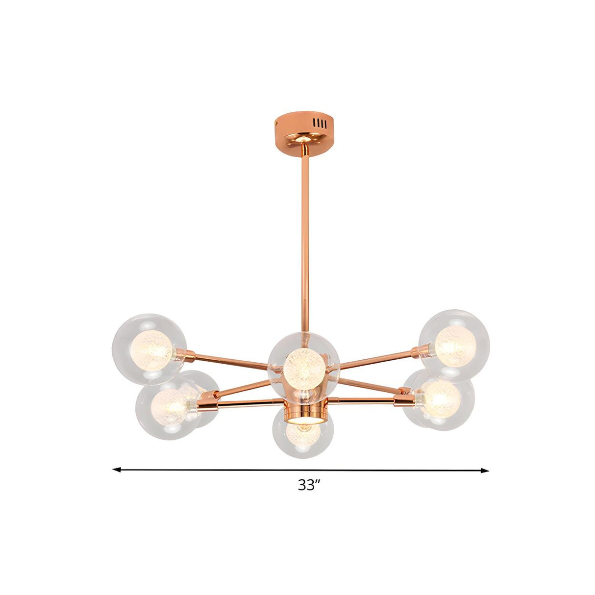 Modern 6-Light Glass Globes Stacked Rose Gold Chandelier Image - 16