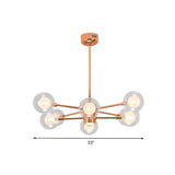 Modern 6-Light Glass Globes Stacked Rose Gold Chandelier Image - 16