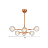 Modern 6-Light Glass Globes Stacked Rose Gold Chandelier Image - 17