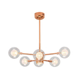 Modern 6-Light Glass Globes Stacked Rose Gold Chandelier Image - 4