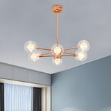 Modern 6-Light Glass Globes Stacked Rose Gold Chandelier Image - 6