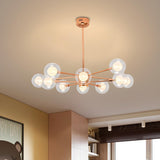 Modern 6-Light Glass Globes Stacked Rose Gold Chandelier Image - 9