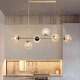 Modern 6-Light Globe Glass Kitchen Island Chandelier Image - 4